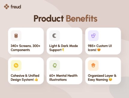 کیت رابط کاربری – اپلیکیشن هوش مصنوعی سلامت روان – freud UI Kit: AI Mental Health App