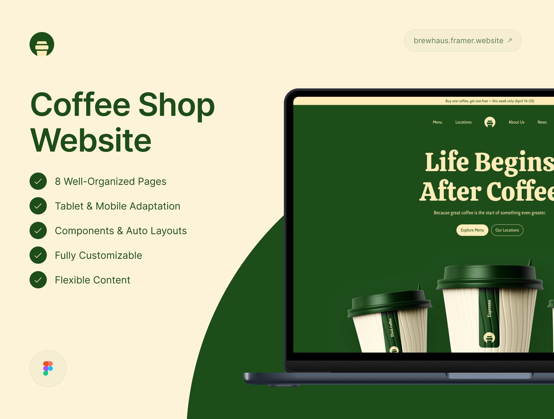 کیت رابط کاربری وبسایت کافیشاپ – Brewhaus – Coffee Shop Website