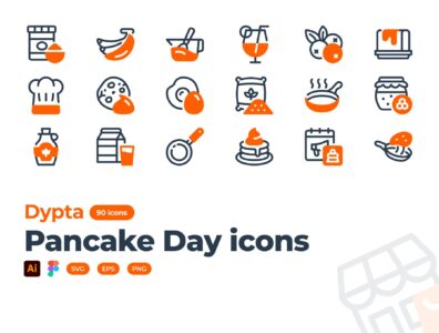 مجموعه آیکون‌های روز پنکیک – Pancake Day Icon Set 