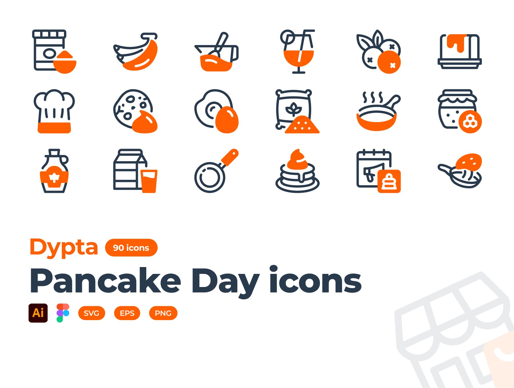 مجموعه آیکون‌های روز پنکیک – Pancake Day Icon Set