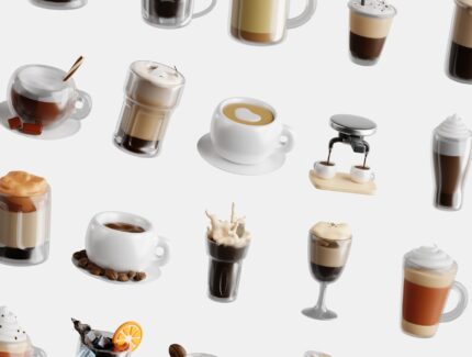 مجموعه آیکون سه‌بعدی نوشیدنی‌ قهوه – Coffee Drinks 3D Icon Set