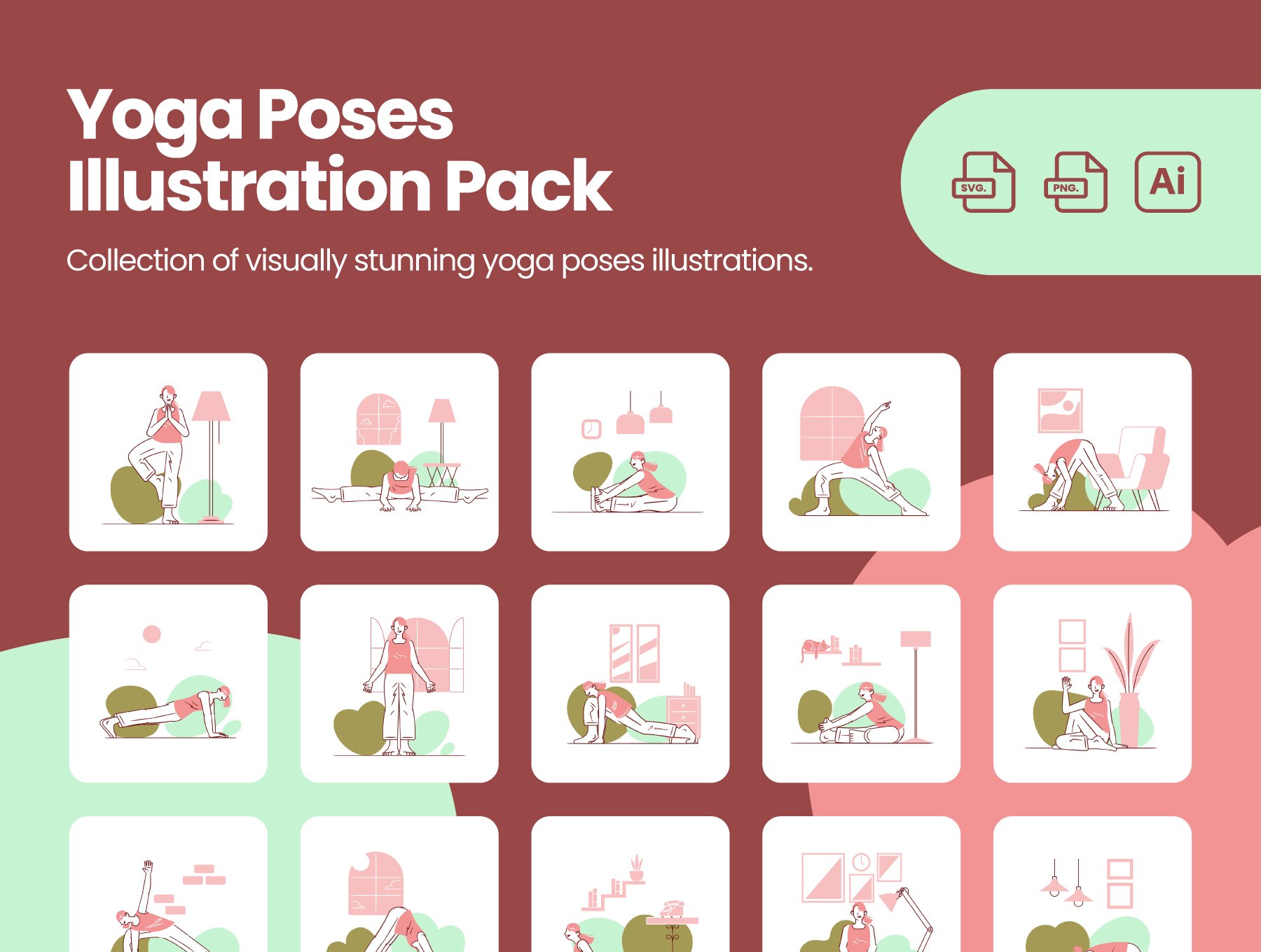 مجموعه تصاویر Yoga Poses Illustration Pack