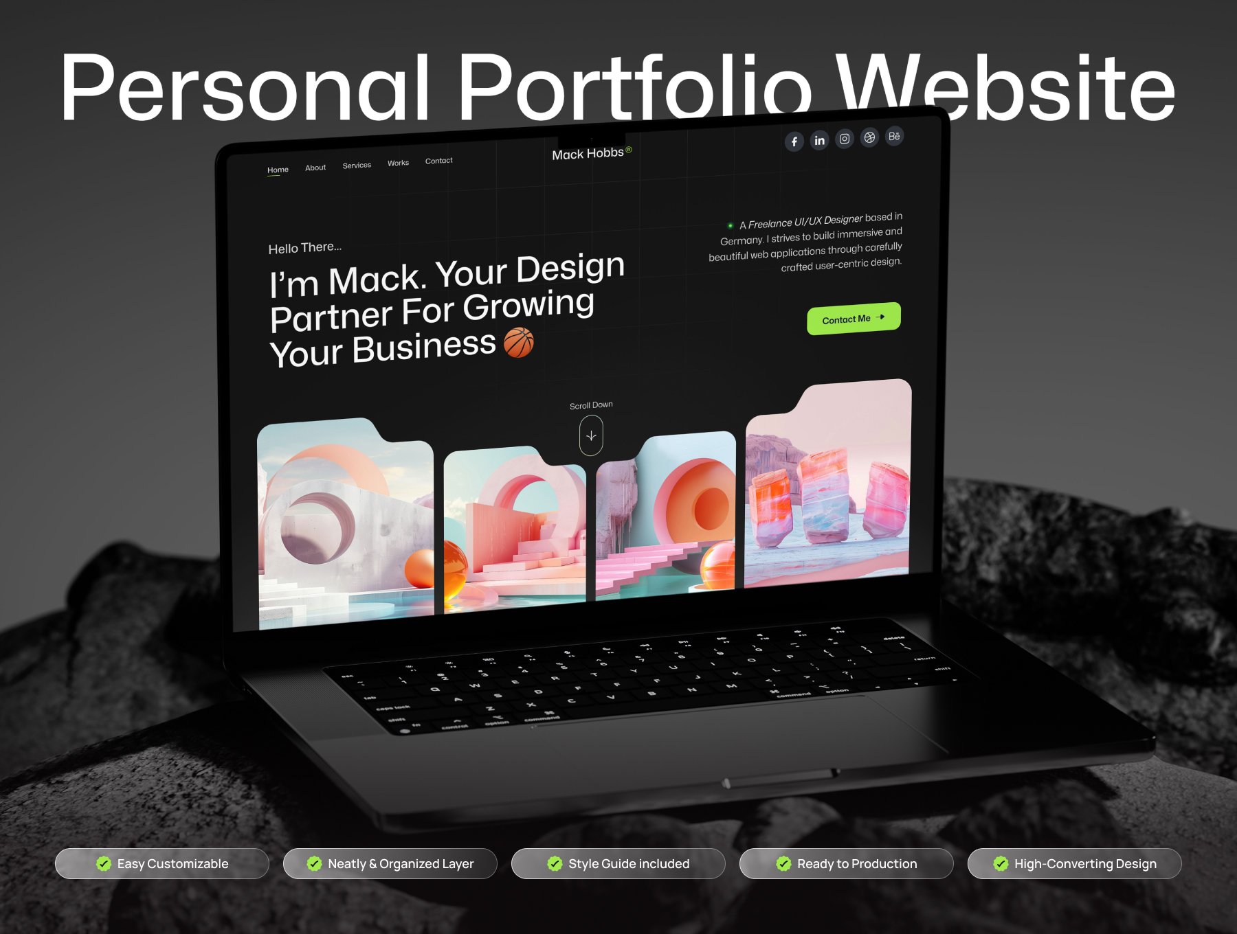 کیت رابط کاربری سایت شخصی پورتفولیوی مک هابز – Mack Hobbs – Personal Portfolio Website
