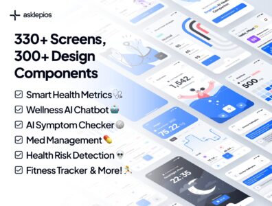 کیت رابط کاربری – اپلیکیشن مراقبت سلامت و تندرستی با هوش مصنوعی – asklepios UI Kit: AI Healthcare & Wellness App 