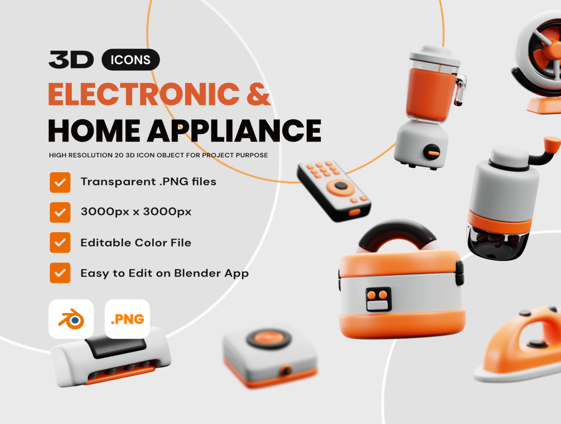 آیکونهای سه بعدی لوازم الکترونیکی و خانگی – Electronic & Home Appliances 3D Icon Pack