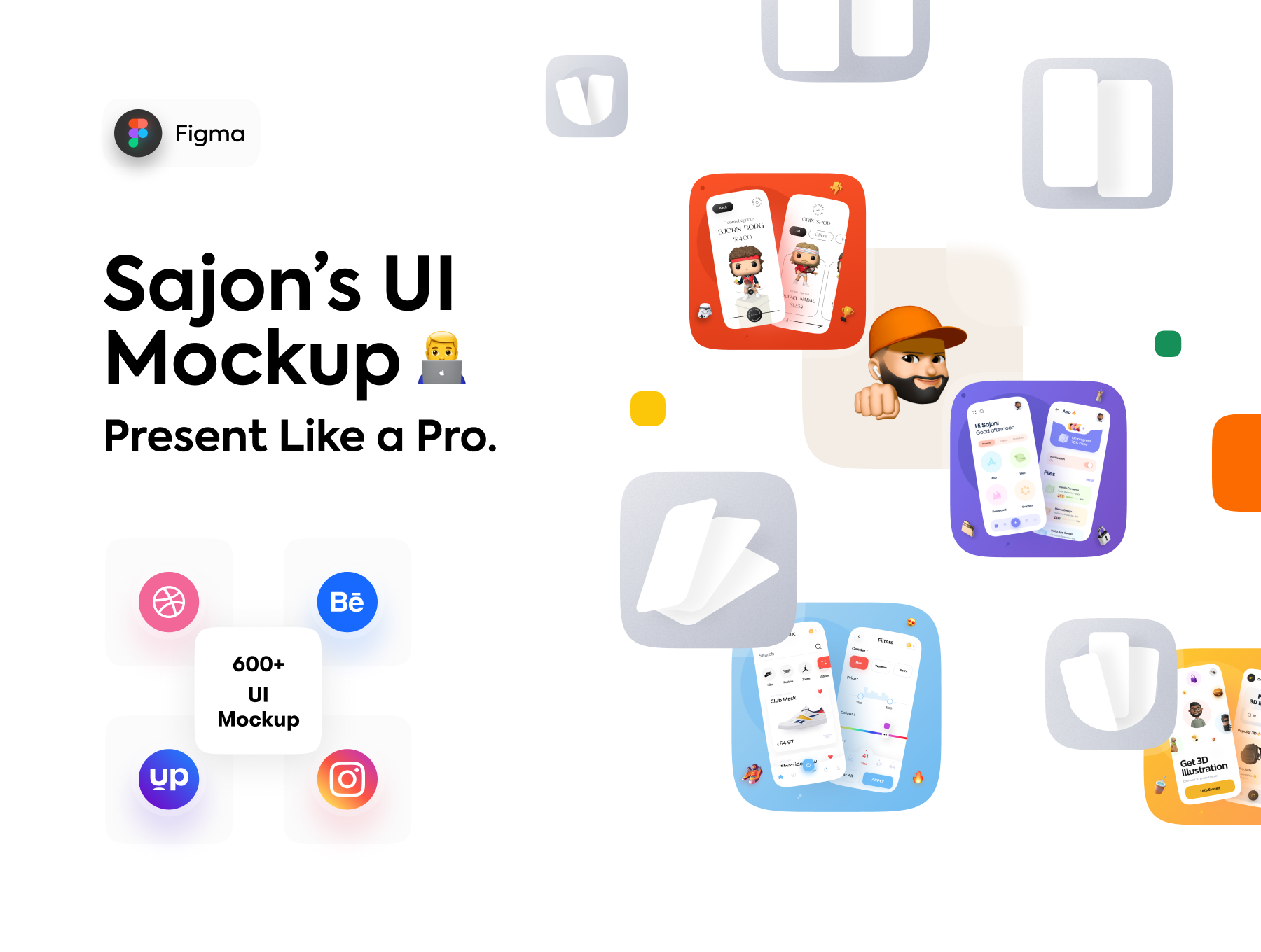 مجموعه موکاپ Sajon UI Mockup Kit