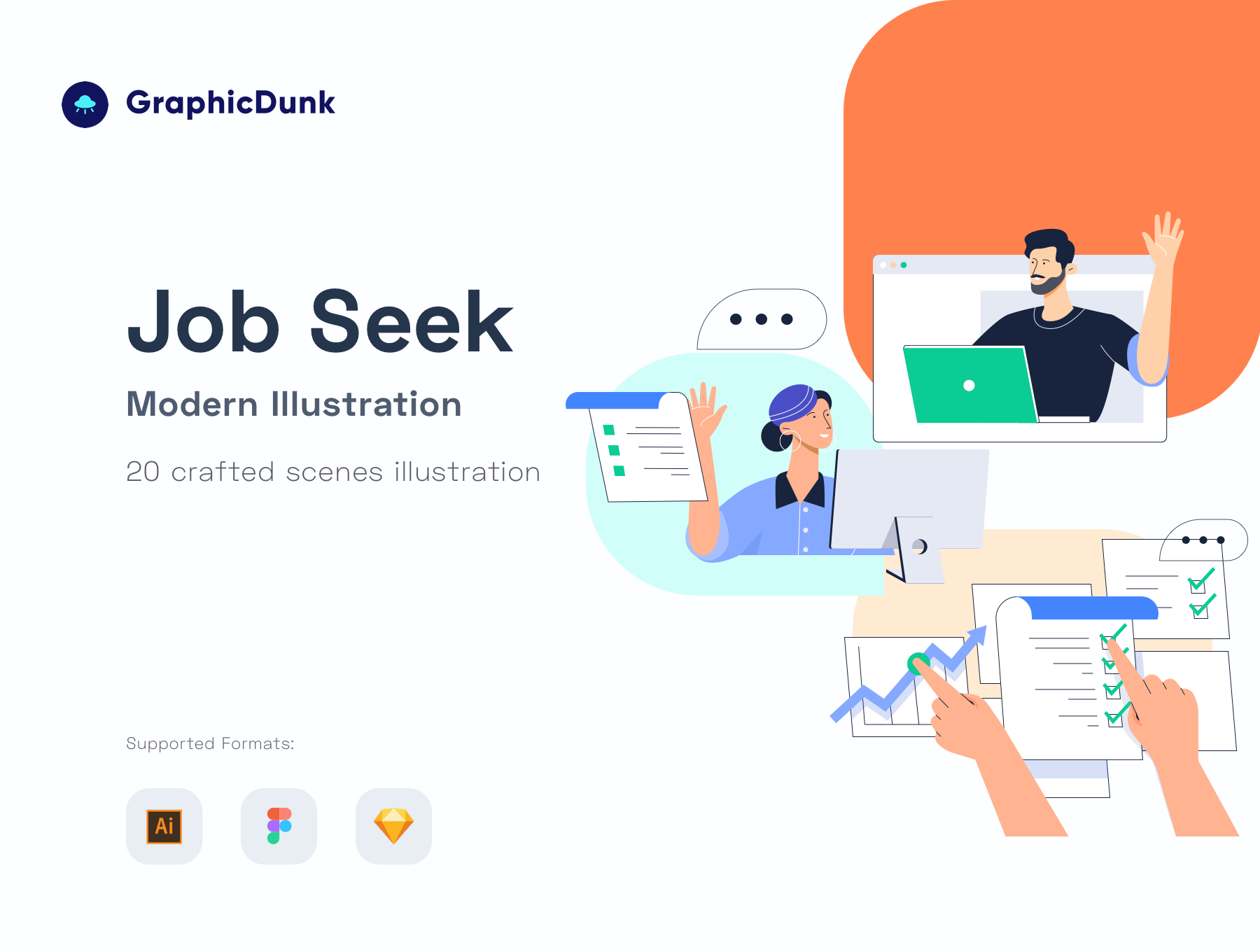 تصاویر ایلوستریتور مدرن جستجوی شغل – Job Seek Modern Illustrations