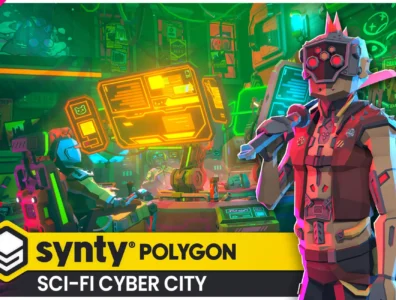 پلی‌گان، شهر علمی-تخیلی سایبری – هنر سه‌بعدی Low Poly اثر Synty 