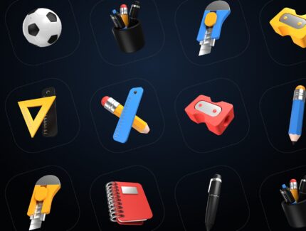 مجموعه ایکون های سه بعدی بازگشت به دانشگاه – 3D Back to School Icon Set