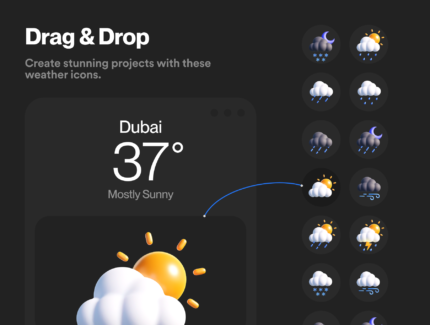 آیکون سه بعدی آب و هوا – Weather 3D Icon Pack
