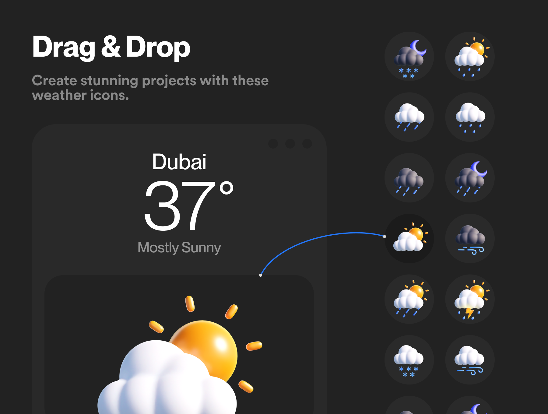 آیکون سه بعدی آب و هوا – Weather 3D Icon Pack
