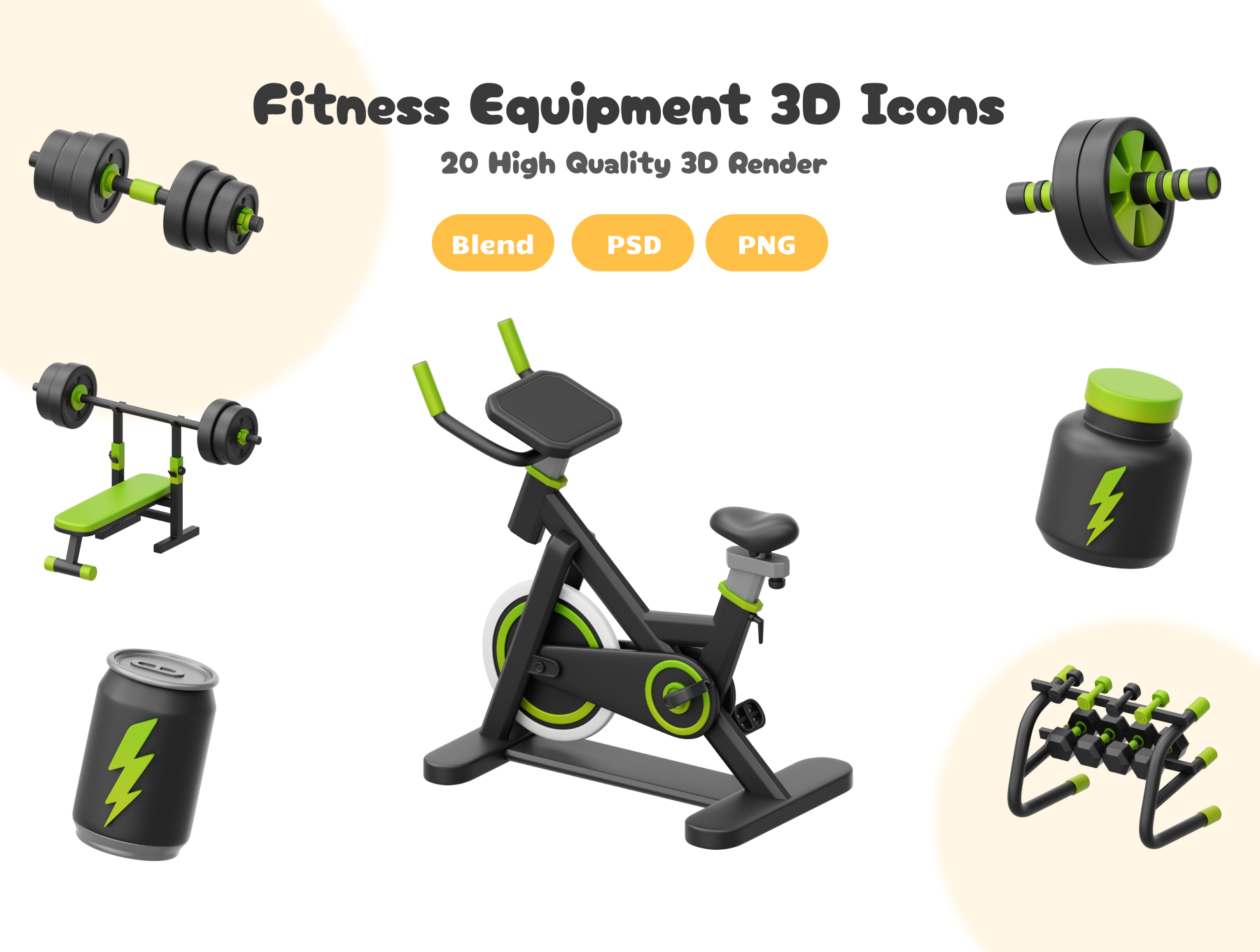 پک آیکون سه بعدی فیتنس و باشگاه ورزشی – Fitness & Gym 3D Icons