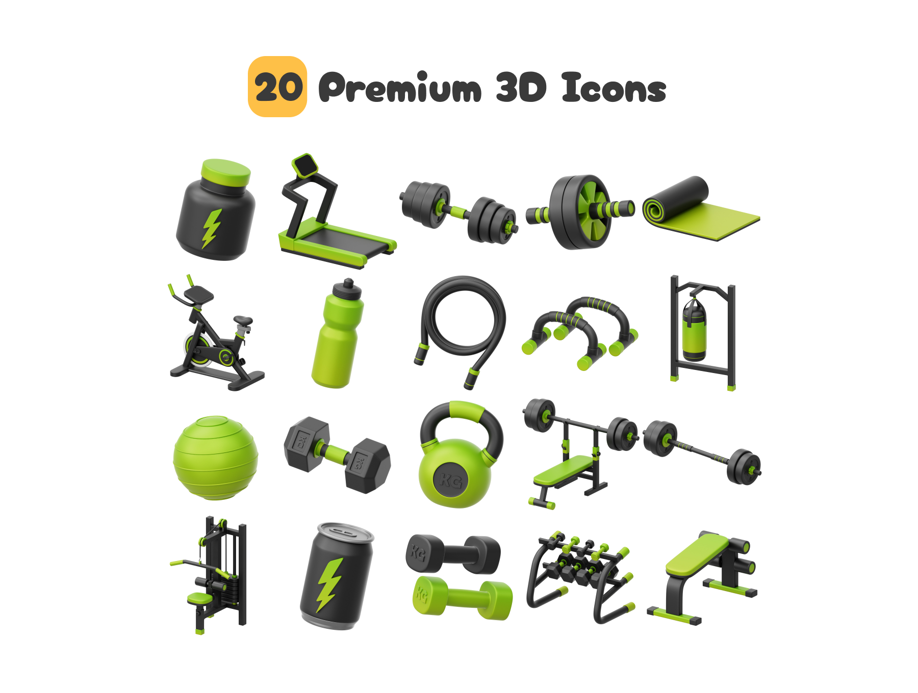پک آیکون سه بعدی فیتنس و باشگاه ورزشی – Fitness & Gym 3D Icons
