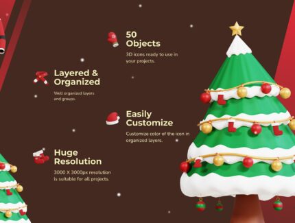 3D Christmas Icon-مجموعه آیکون های کریسمس