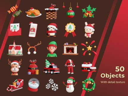 3D Christmas Icon-مجموعه آیکون های کریسمس
