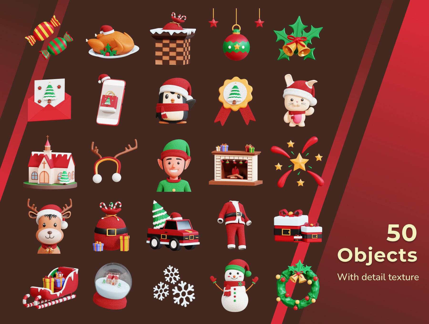 3D Christmas Icon-مجموعه آیکون های کریسمس
