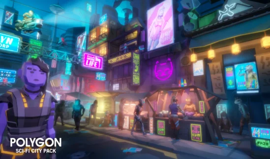 شهر علمی تخیلی چند ضلعی برای یونیتی – POLYGON Sci-Fi City – Low Poly 3D Art by Synty