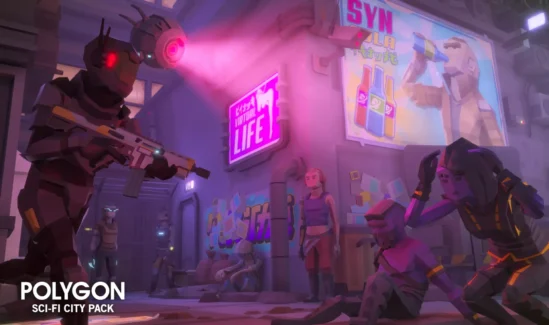 شهر علمی تخیلی چند ضلعی برای یونیتی – POLYGON Sci-Fi City – Low Poly 3D Art by Synty
