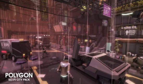 شهر علمی تخیلی چند ضلعی برای یونیتی – POLYGON Sci-Fi City – Low Poly 3D Art by Synty