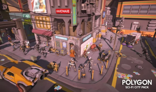 شهر علمی تخیلی چند ضلعی برای یونیتی – POLYGON Sci-Fi City – Low Poly 3D Art by Synty