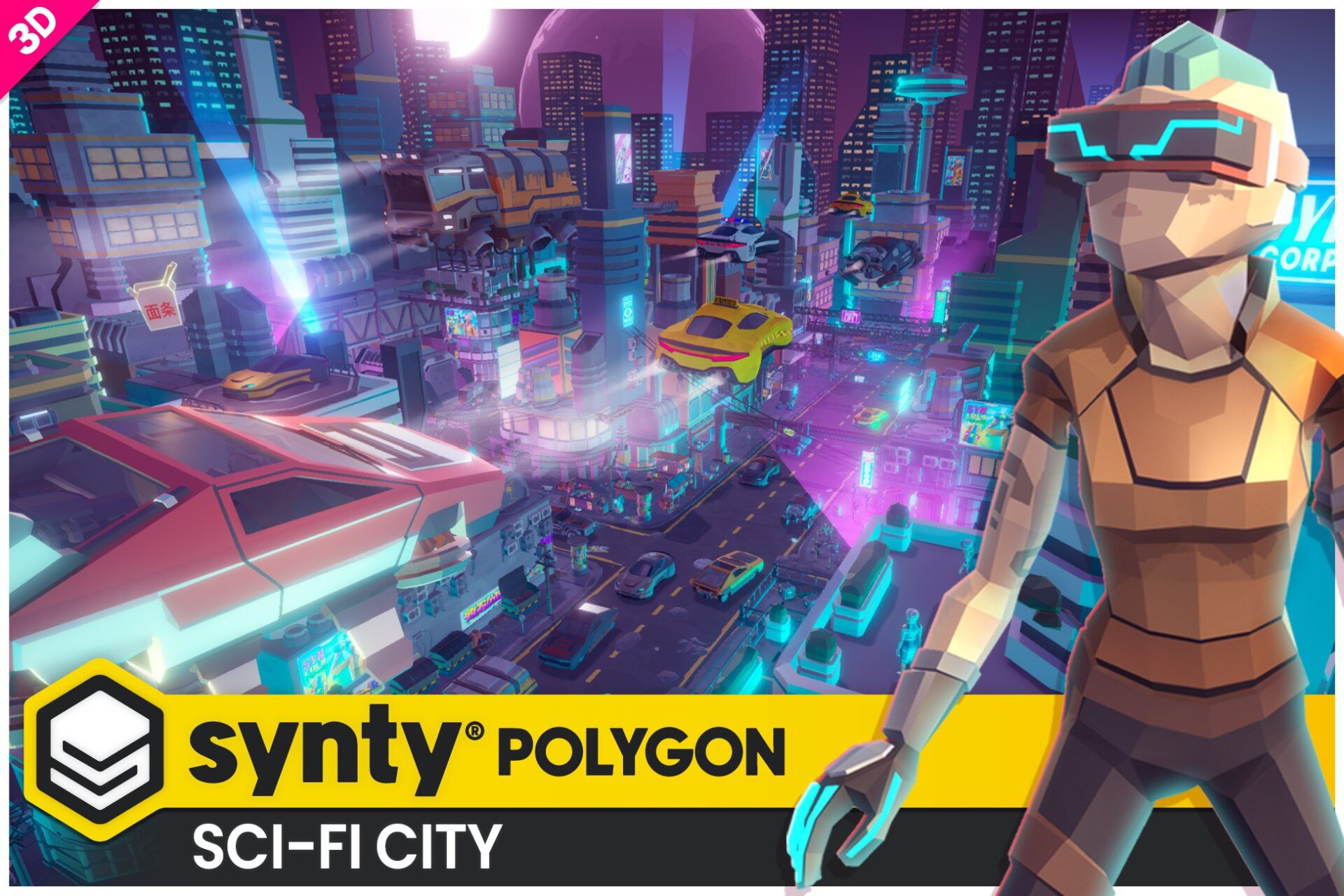 شهر علمی تخیلی چند ضلعی برای یونیتی – POLYGON Sci-Fi City – Low Poly 3D Art by Synty
