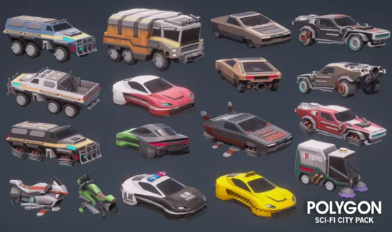 شهر علمی تخیلی چند ضلعی برای یونیتی – POLYGON Sci-Fi City – Low Poly 3D Art by Synty