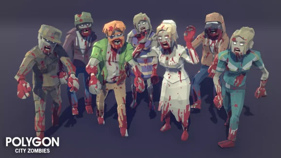 هنر سه بعدی شهر زامبی ها برای یونیتی – POLYGON City Zombies – Low Poly 3D Art by Synty