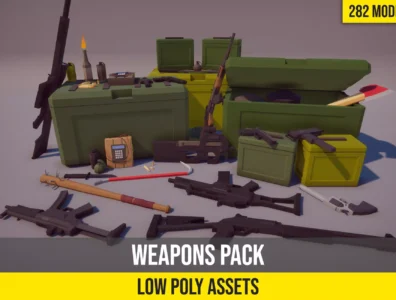 پک سلاح‌های اول شخص با مدل کمپلی برای یونیتی – Low Poly FPS Weapons Pack 