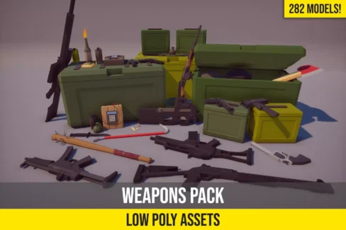 پک سلاح‌های اول شخص با مدل کمپلی برای یونیتی – Low Poly FPS Weapons Pack