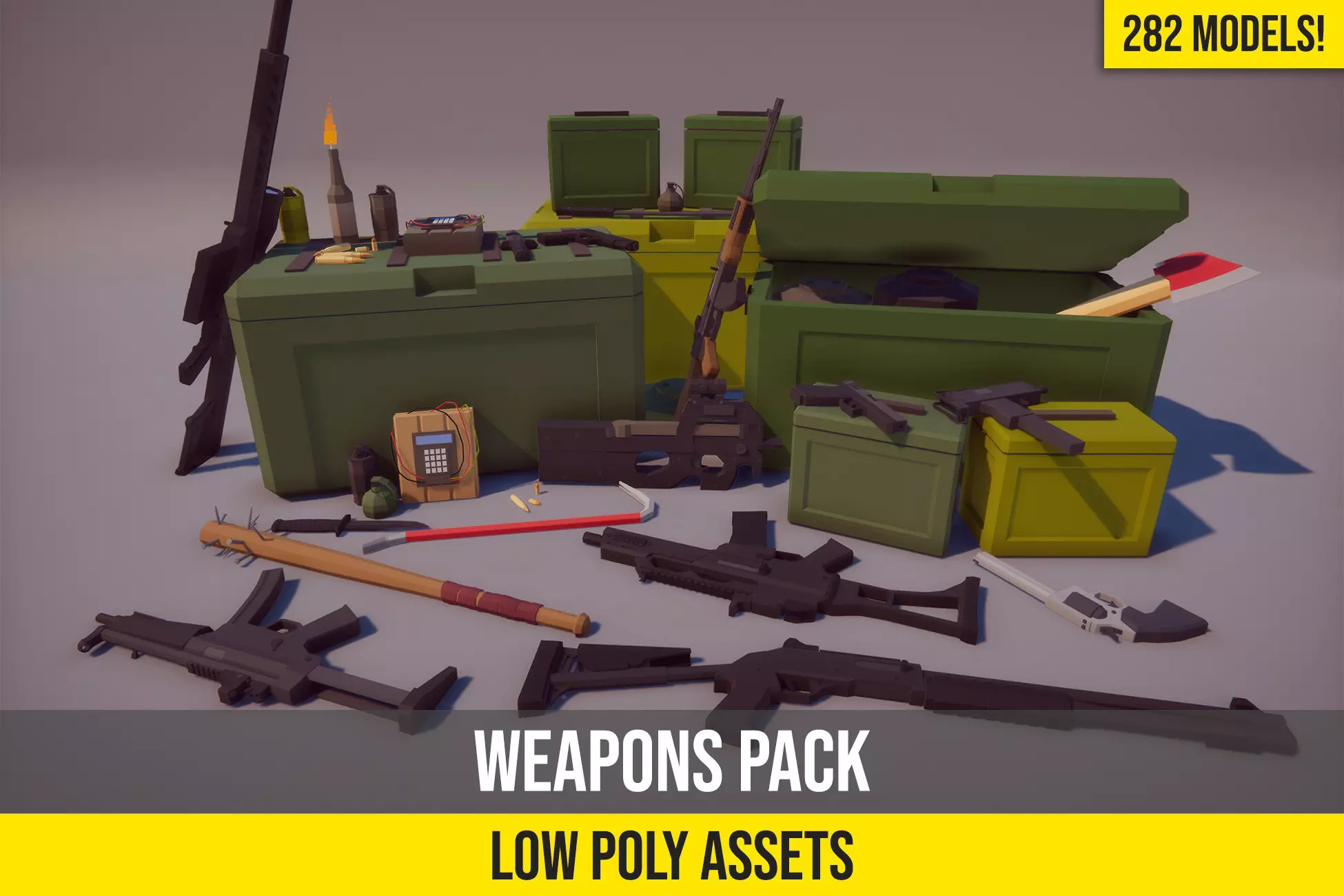 پک سلاح‌های اول شخص با مدل کمپلی برای یونیتی – Low Poly FPS Weapons Pack