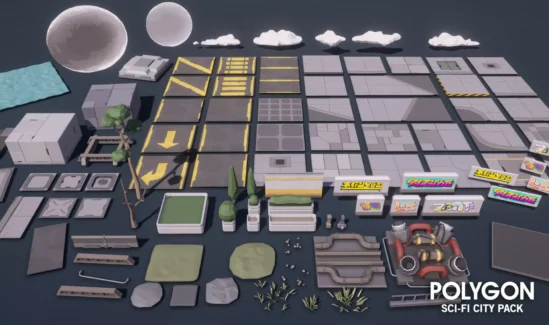شهر علمی تخیلی چند ضلعی برای یونیتی – POLYGON Sci-Fi City – Low Poly 3D Art by Synty