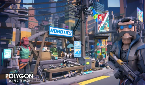 شهر علمی تخیلی چند ضلعی برای یونیتی – POLYGON Sci-Fi City – Low Poly 3D Art by Synty