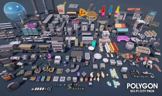 شهر علمی تخیلی چند ضلعی برای یونیتی – POLYGON Sci-Fi City – Low Poly 3D Art by Synty