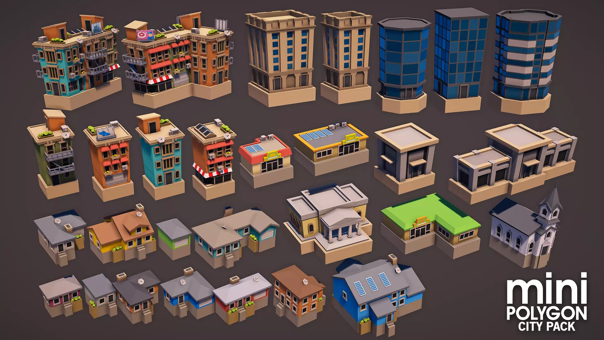 POLYGON MINI – City Pack – پلیگان مینی-بسته شهری برای یونیتی