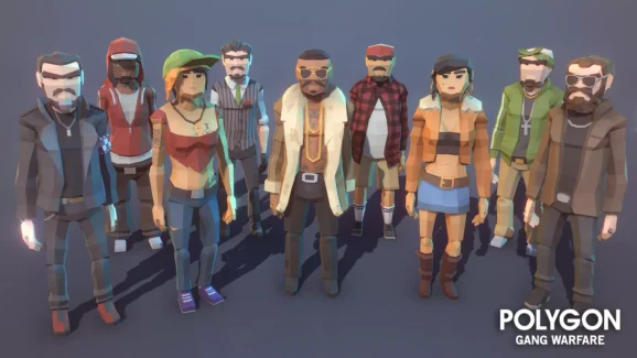 هنر سه‌بعدی جنگ باندهای پلیگان برای یونیتی – POLYGON Gang Warfare – Low Poly 3D Art by Synty