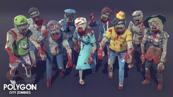 هنر سه بعدی شهر زامبی ها برای یونیتی – POLYGON City Zombies – Low Poly 3D Art by Synty