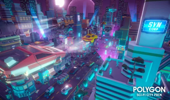 شهر علمی تخیلی چند ضلعی برای یونیتی – POLYGON Sci-Fi City – Low Poly 3D Art by Synty
