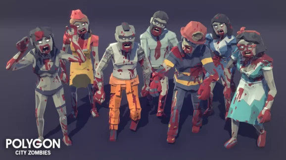 هنر سه بعدی شهر زامبی ها برای یونیتی – POLYGON City Zombies – Low Poly 3D Art by Synty