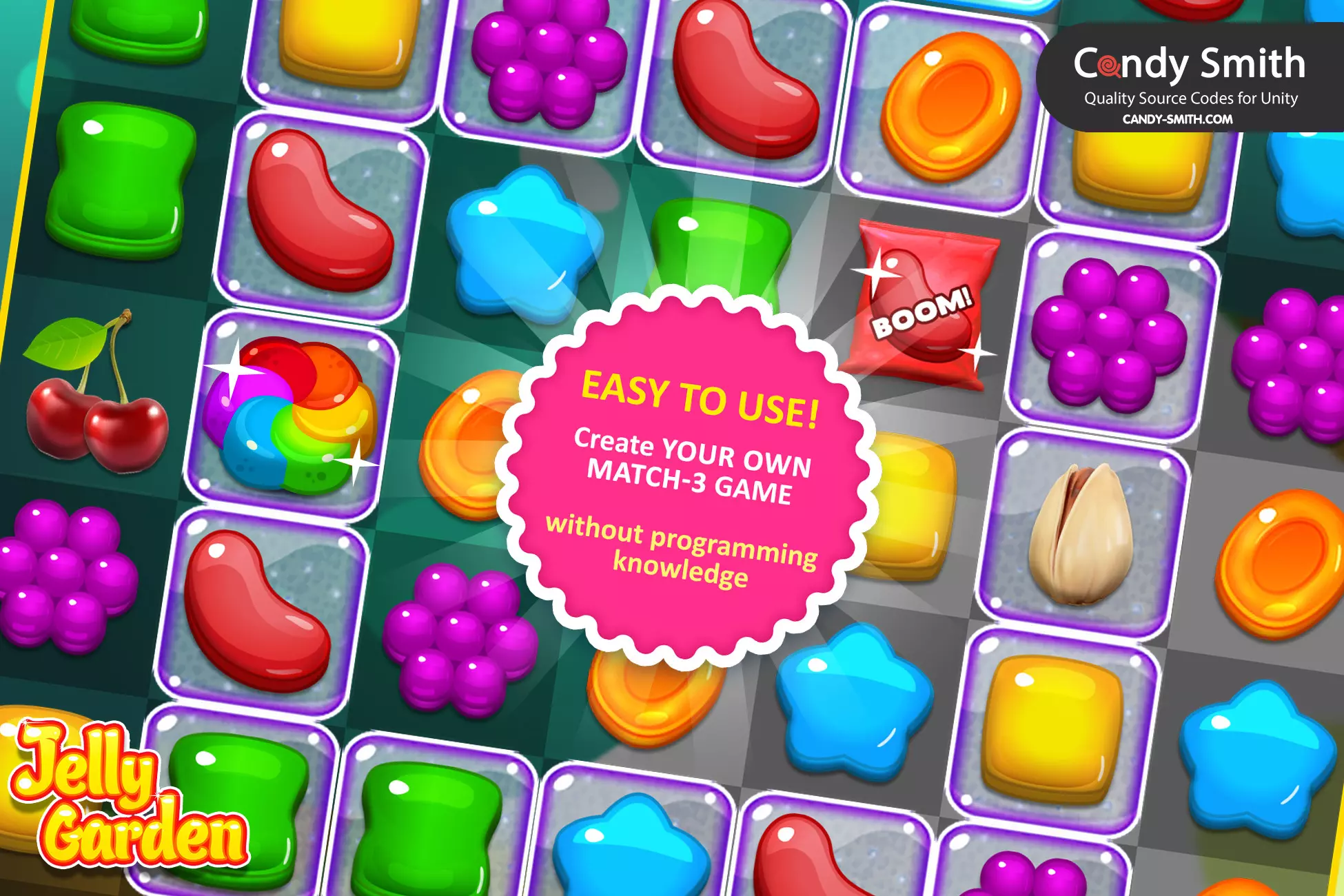بسته بازی ژله ای برای یونیتی – Match 3 Jelly Garden Kit