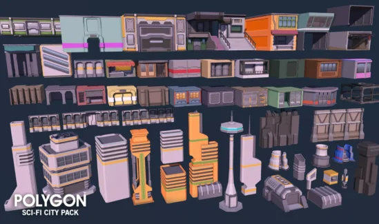 شهر علمی تخیلی چند ضلعی برای یونیتی – POLYGON Sci-Fi City – Low Poly 3D Art by Synty