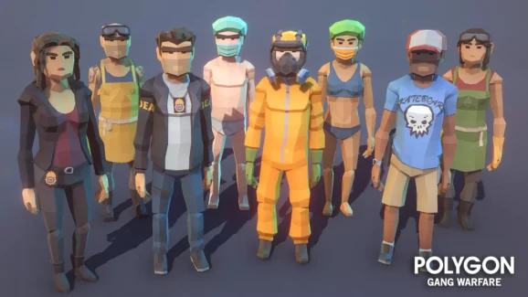 هنر سه‌بعدی جنگ باندهای پلیگان برای یونیتی – POLYGON Gang Warfare – Low Poly 3D Art by Synty