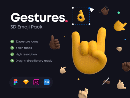 پک ایموجی سه بعدی فُرم دست-3D Emoji Pack Gestures Icon