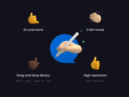 پک ایموجی سه بعدی فُرم دست-3D Emoji Pack Gestures Icon