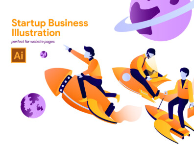 5 تصویرسازی کسب‌وکار استارتاپی با تم فضایی – Startup Business Illustration with Space Theme 