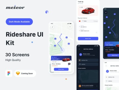 Rideshare UI Kit – کیت رابط کاربری اشتراک‌گذاری سفر 