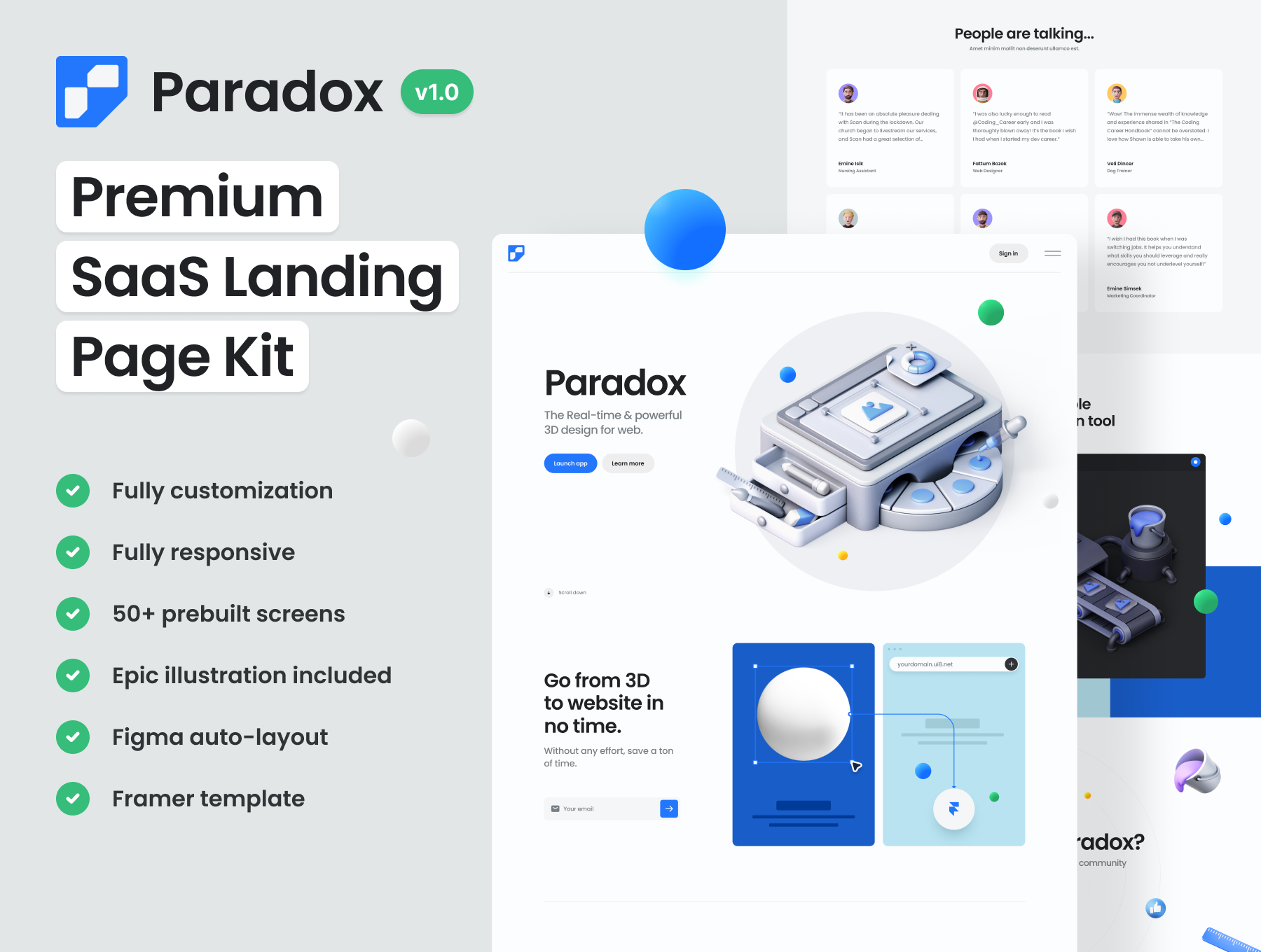 کیت لندینگ پیج Paradox – Premium SaaS landing page kit