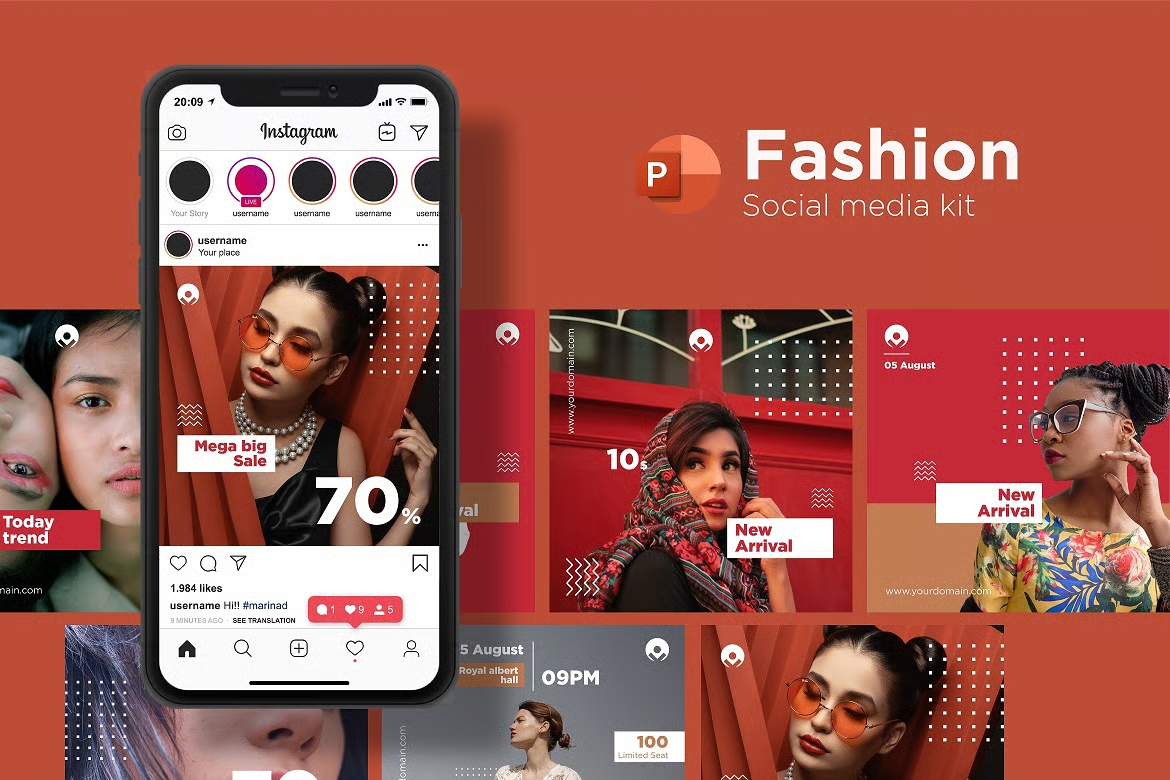 کیت رسانههای اجتماعی مد – Fashion Social Media Kit – PowerPoint