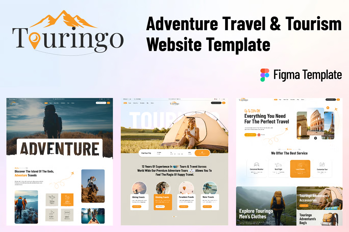 قالب وبسایت سفر و گردسگری تورینگو – Touringo – Adventure Travel & Tourism Figma