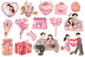 مجموعه آیکن ولنتاین آبرنگی – Valentine Watercolor