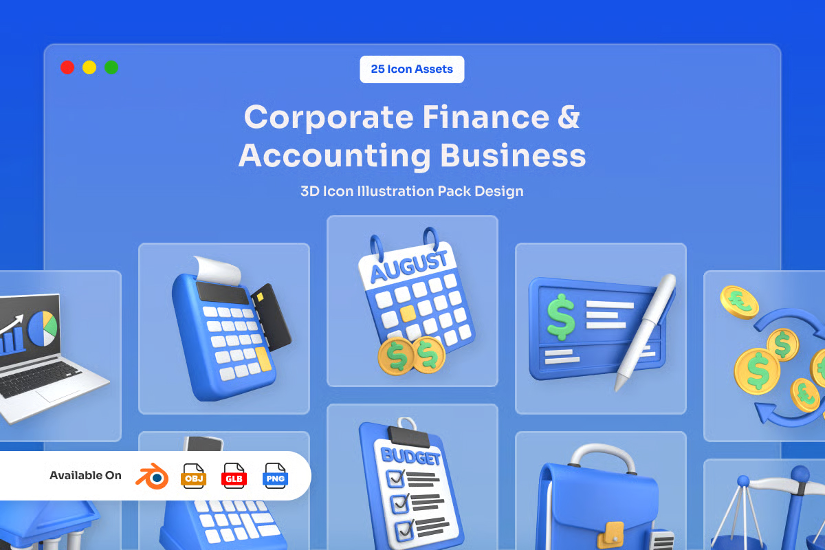 بسته آیکون سه بعدی امور مالی و حسابداری – Finance and Accounting 3D Icon Pack